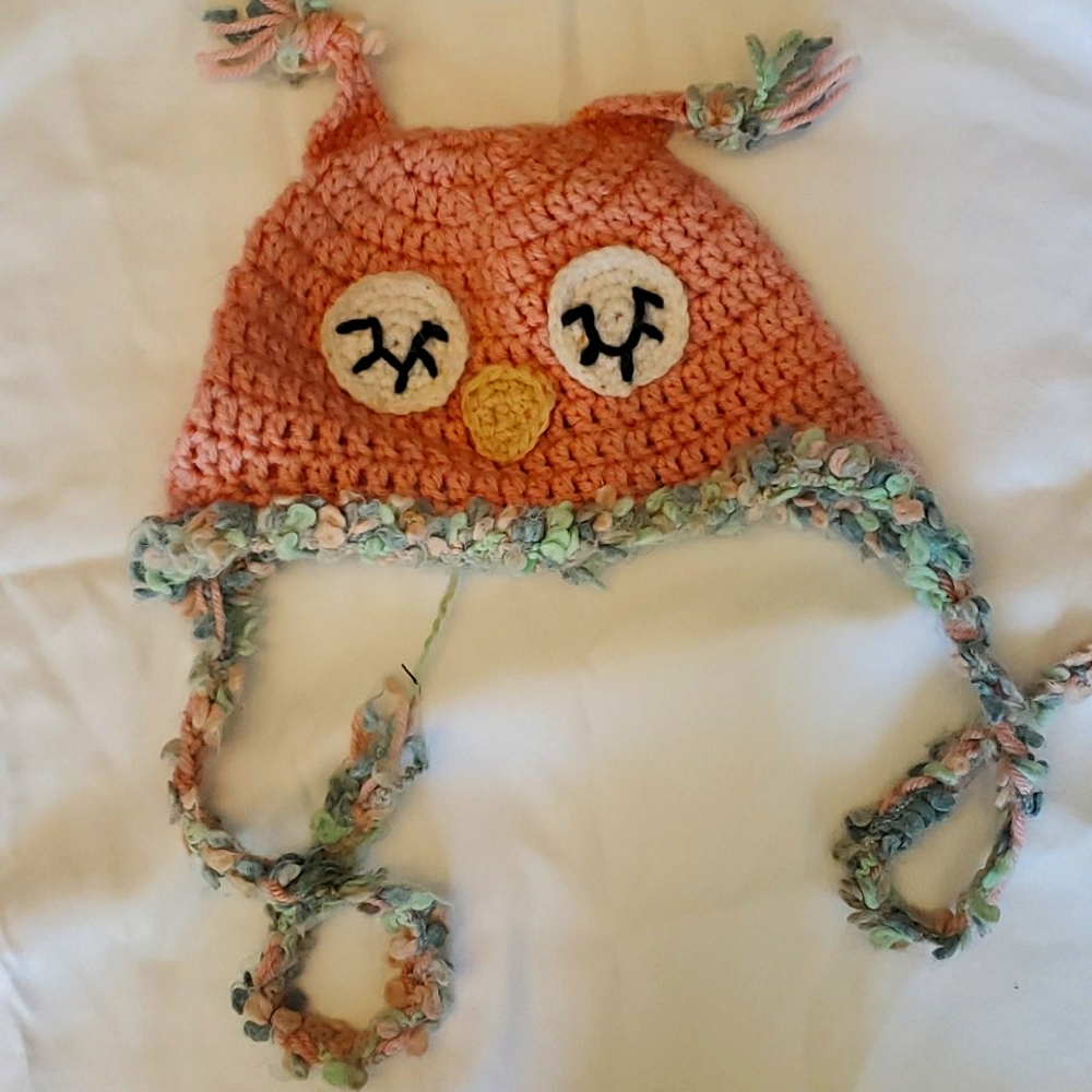 Crochet owl beanie
